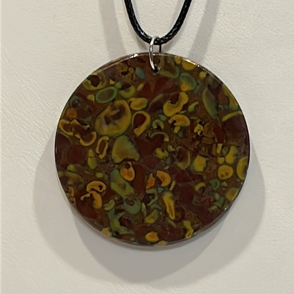 Jewelry - Natural Ocean Jasper Round Pendant Necklace